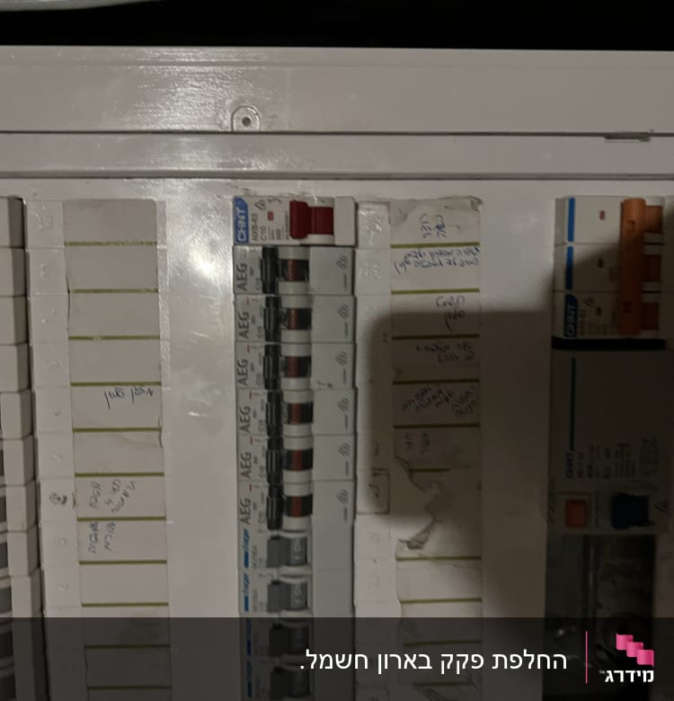 לוח חשמל עם מפסקים ומתגים שונים